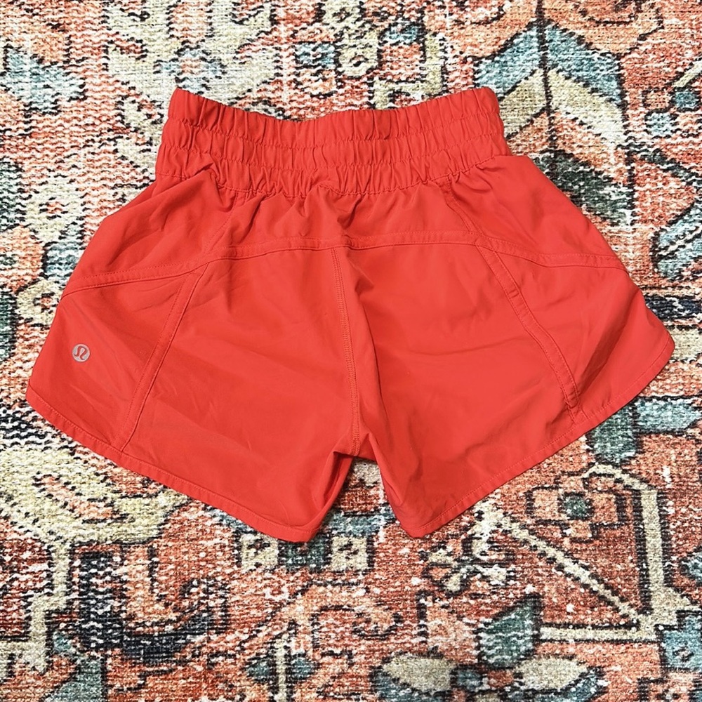 lululemon speed up shorts - coral color